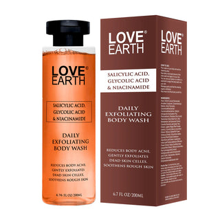Love Earth Salicylic Acid,Glycolic Acid & Niacinamide Exfliating Body Wash 200ML