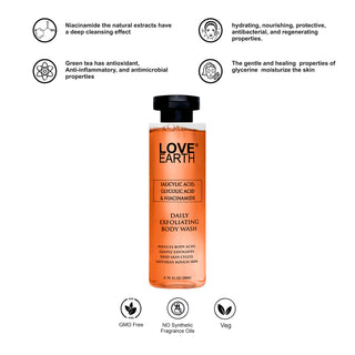Love Earth Salicylic Acid,Glycolic Acid & Niacinamide Exfliating Body Wash 200ML