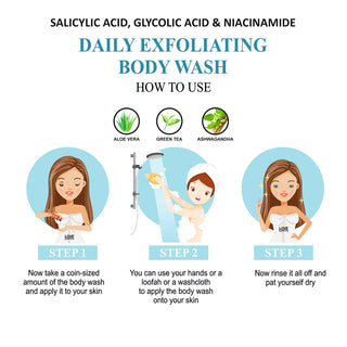 Love Earth Salicylic Acid,Glycolic Acid & Niacinamide Exfliating Body Wash 200ML