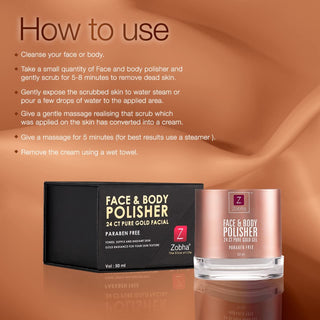 Zobha® Face & Body Polisher 24CT Gold Facial Gel 50ml