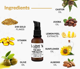Love Earth 24K Gold Glass Face Oil With Pure Essential Oils