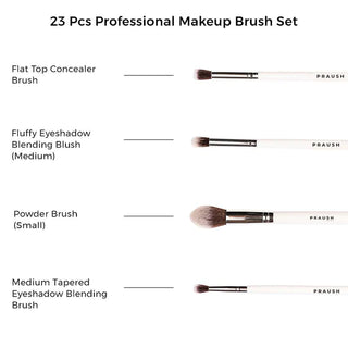 Praush Beauty 23 Pcs Professional Makeup Brush Set with Roll on Bag