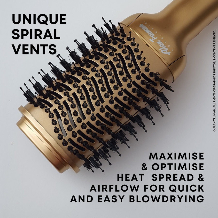 Alan Truman Oh So Gold Ceramic Blow Dryer Brush for big bouncy voluminous blowouts