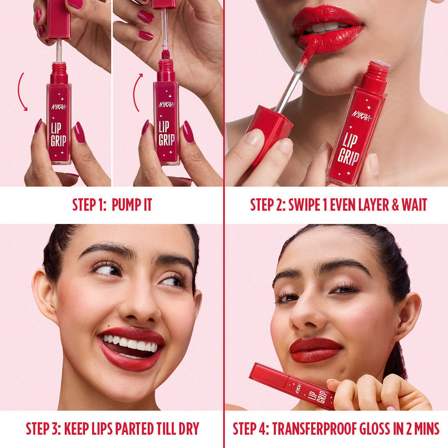 Nykaa Lip Grip No-Transfer Gloss Intense Shine Vinyl Liquid Lipstick - Grip (2ml)