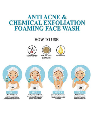 Love Earth Anti-Acne & Chemical Exfoliation Foaming Face Wash White 100 ml
