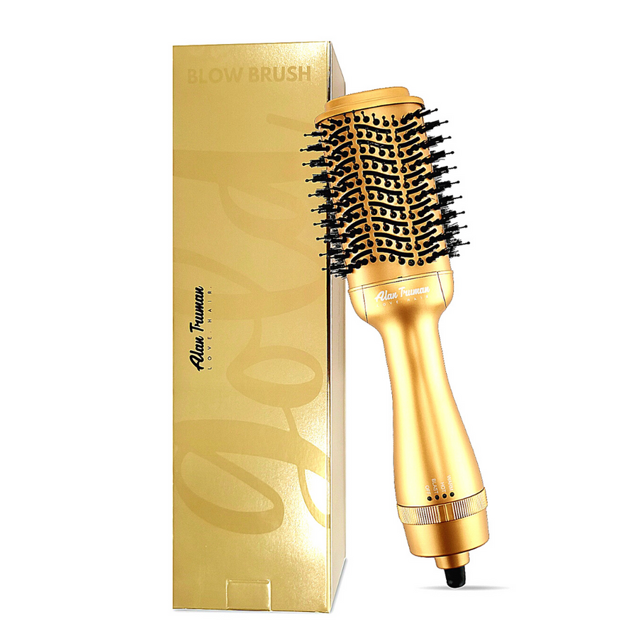 Alan Truman Oh So Gold Ceramic Blow Dryer Brush for big bouncy voluminous blowouts