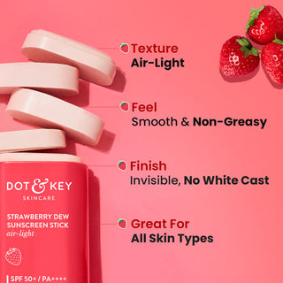Dot & Key Strawberry Sunscreen Stick, In-Vivo Tested SPF 50+ PA++++