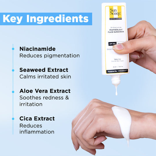 Sun Scoop 3% Niacinamide Featherlight Fluid Sunscreen| SPF 50+ PA++++ 45ml