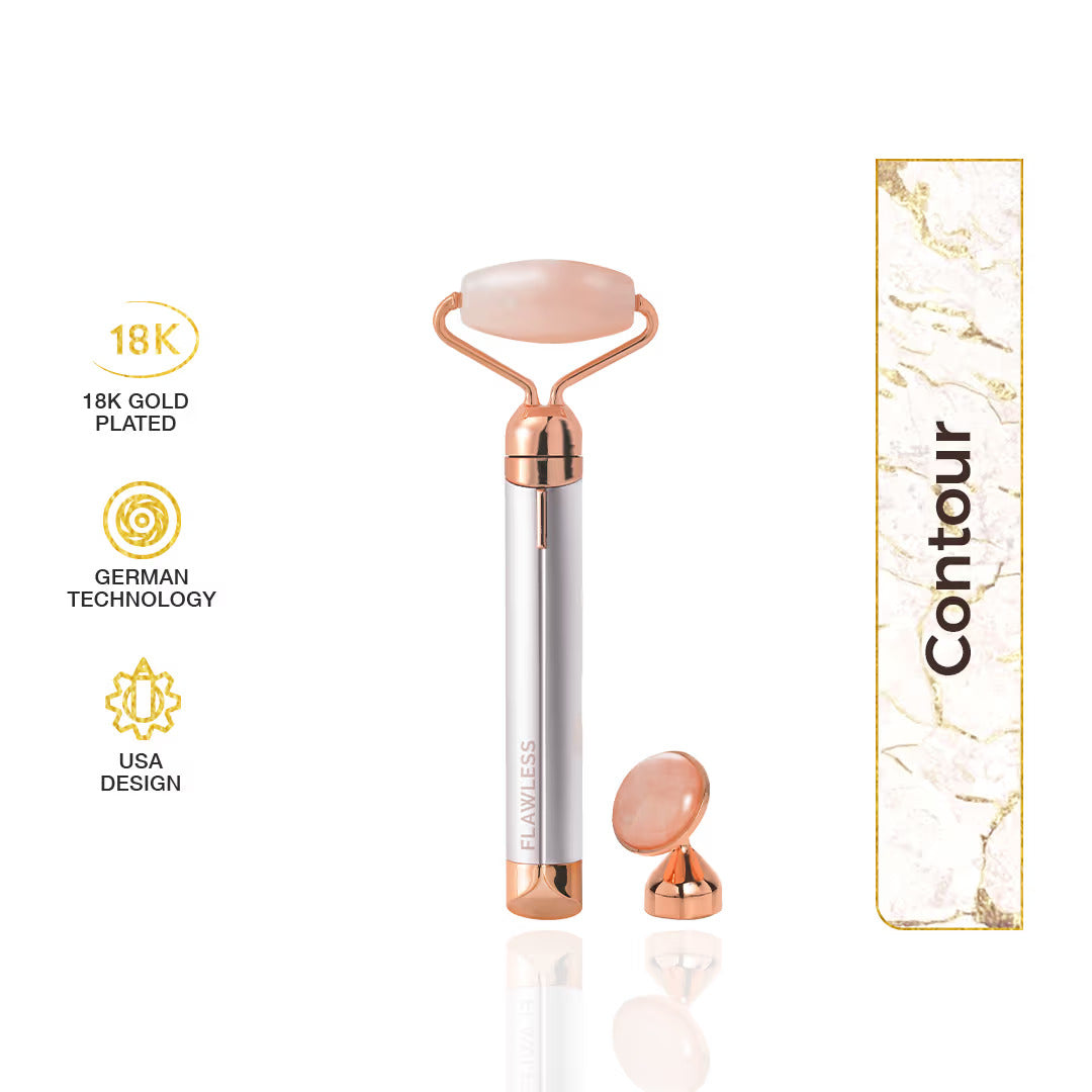 Flawless Contour Vibrating Facial Rose Quartz Roller & Massager Flawless Contour Vibrating Facial Rose Quartz Roller & Massager