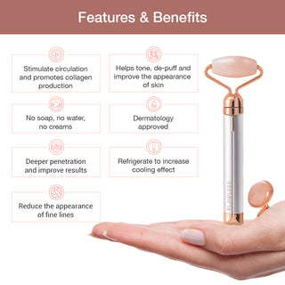 Flawless Contour Vibrating Facial Rose Quartz Roller & Massager