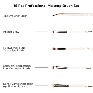 Praush Beauty 16 Pcs Professional Makeup Brush Set (Face + Eyes)