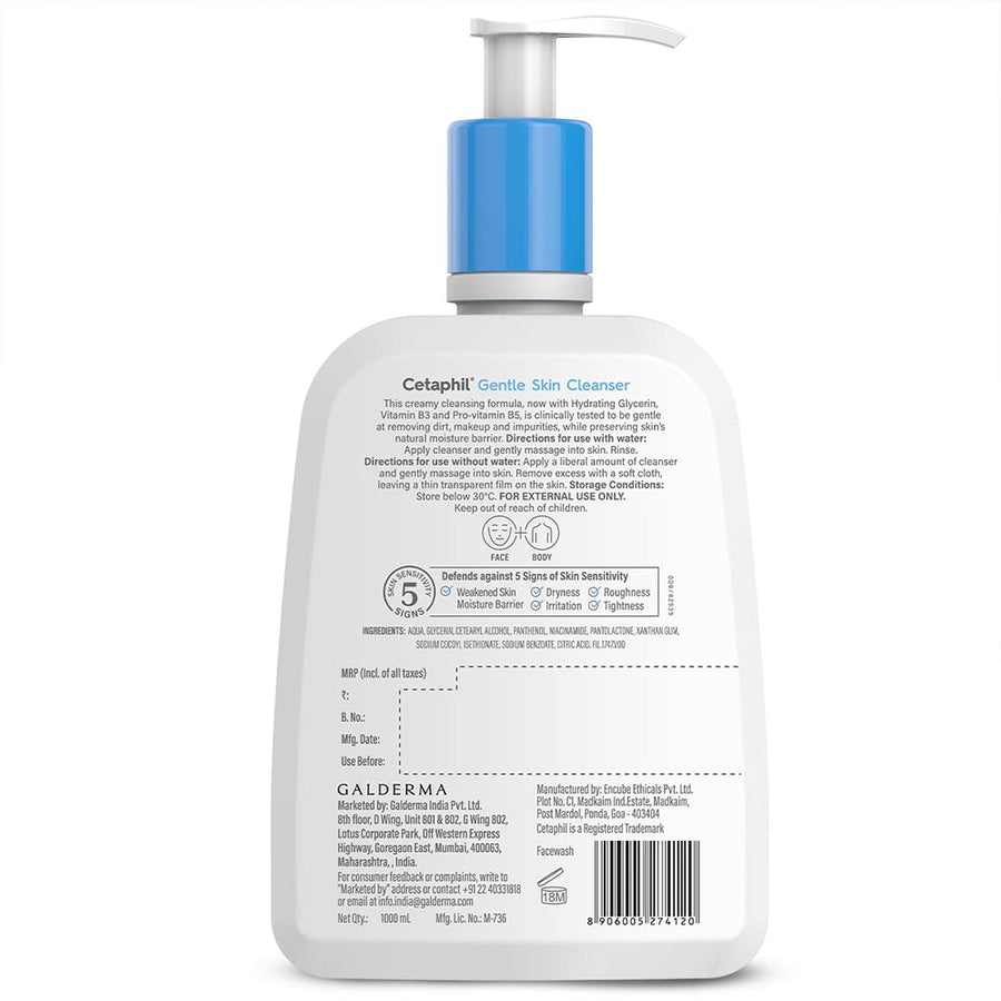 Cetaphil ,Gentle Skin Cleanser for Dry, Normal Sensitive Skin 1L