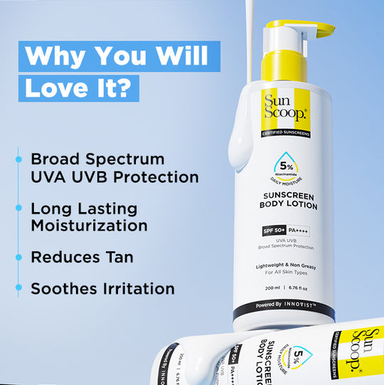 Sun Scoop 5% Niacinamide Sunscreen Body Lotion| SPF 50+ PA++++ 200ml