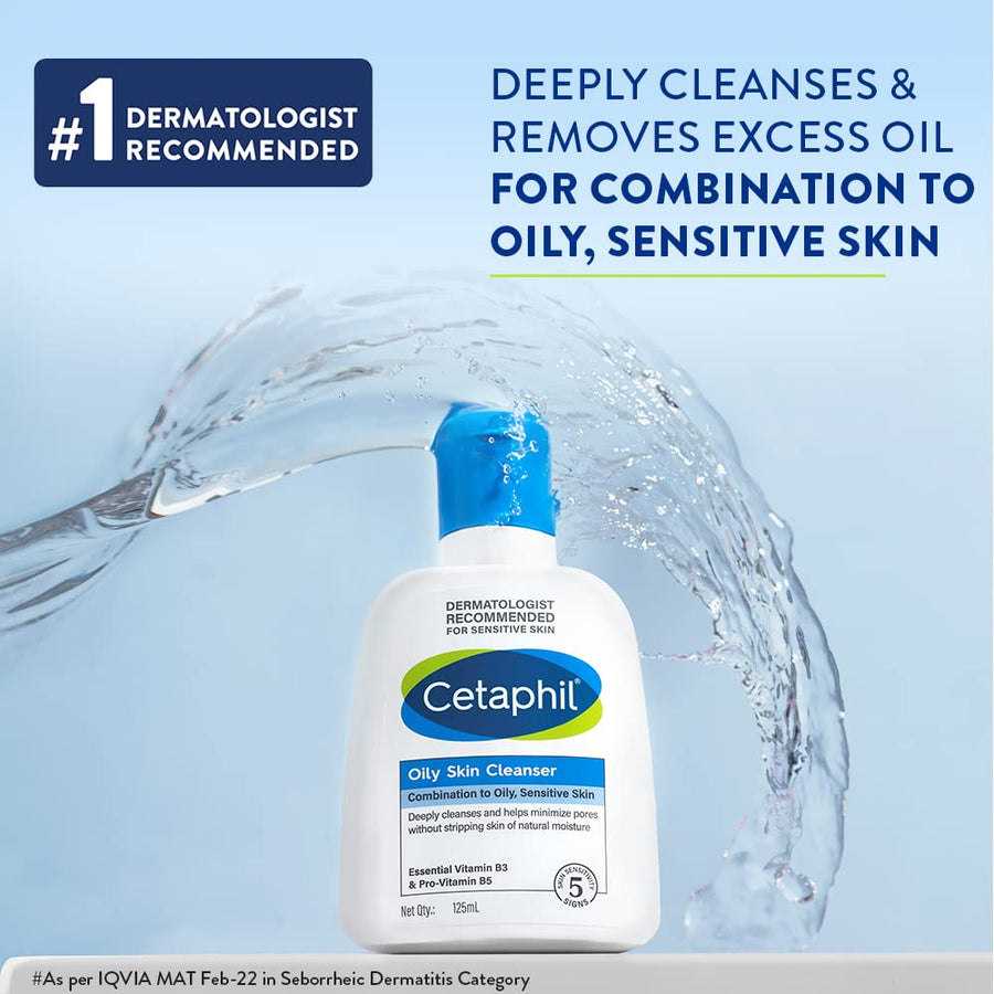 Cetaphil Oily Skin Cleanser , Daily Face Wash for Oily, Acne prone Skin 125ml