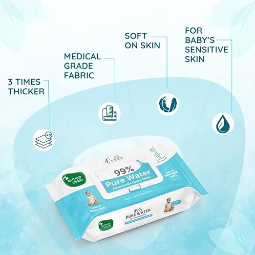 Mother Sparsh 99% Pure Water (Unscented) Baby Wipes combo
