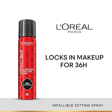 L'Oreal Paris Infaillible 3-Second Setting Mist, Transfer-proof & Waterproof Setting Spray 75ml