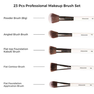 Praush Beauty 23 Pcs Professional Makeup Brush Set with Roll on Bag