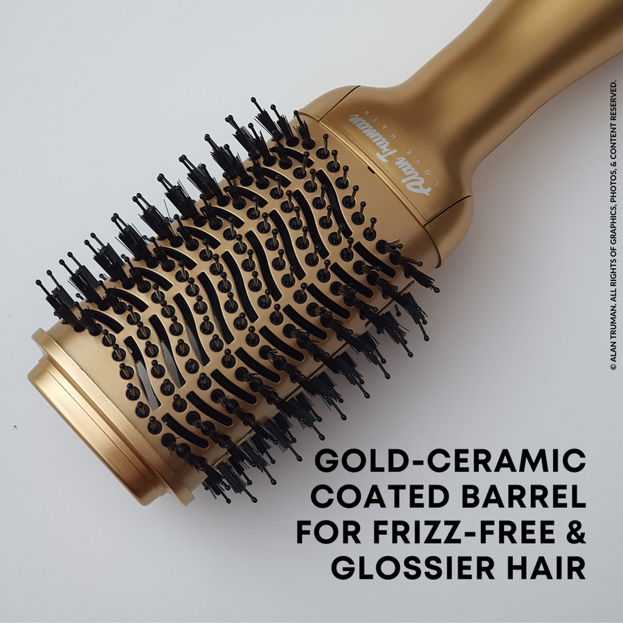 Alan Truman Oh So Gold Ceramic Blow Dryer Brush for big bouncy voluminous blowouts
