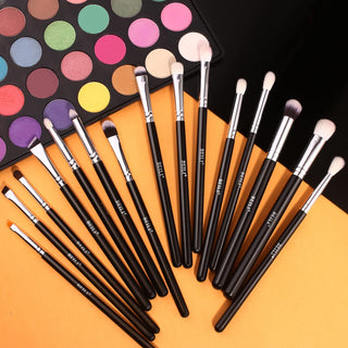 BEILI Black Eye shadow eyeliner Eyebrow Makeup brushes Set 15 Pcs