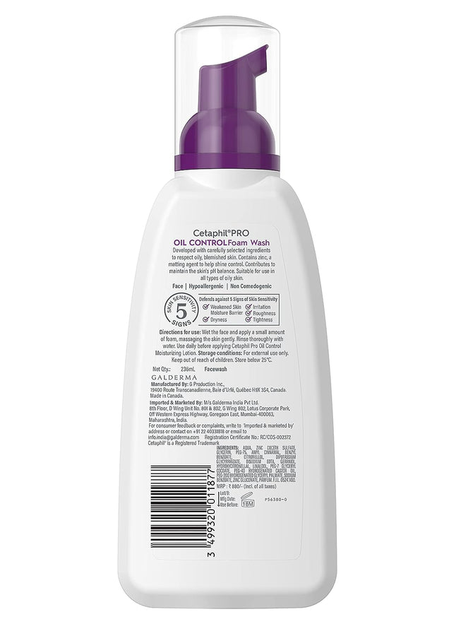 Cetaphil PRO Oil Control Foam Face Wash for Acne & Oily Prone Skin 236ml