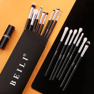 BEILI Black Eye shadow eyeliner Eyebrow Makeup brushes Set 15 Pcs