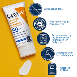 CeraVe Hydrating Mineral Sunscreen SPF 50 Face Cream, 75ml