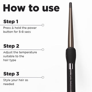 Ikonic Professional Conical Tong Hair Curler Black # 19mm
