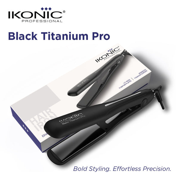 Ikonic Professional Hair Straightener - Black Pro Titanium Shine 3.0