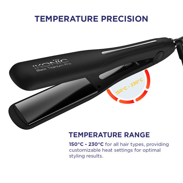 Ikonic Professional Hair Straightener - Black Pro Titanium Shine 3.0