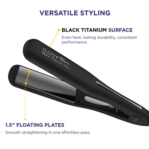 Ikonic Professional Hair Straightener - Black Pro Titanium Shine 3.0