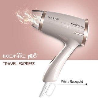 Ikonic Me Ikonic Me Hair Dryer Travel Express - White and Rose Gold