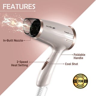 Ikonic Me Ikonic Me Hair Dryer Travel Express - White and Rose Gold