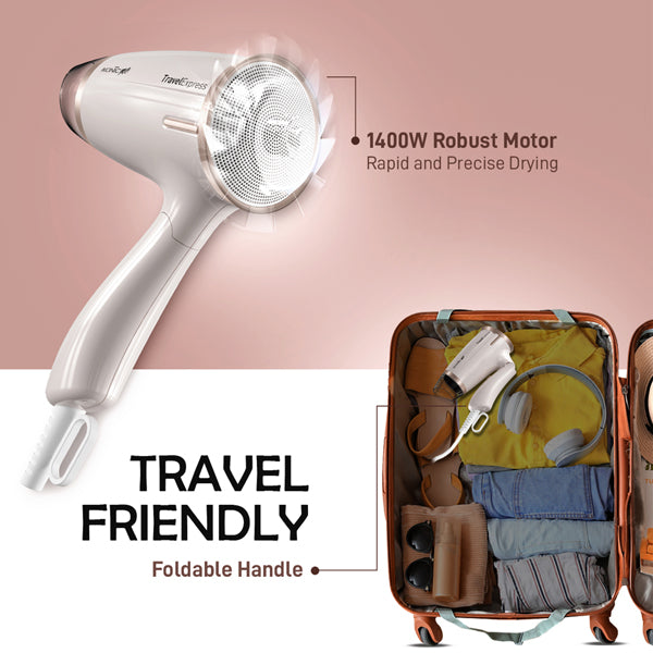 Ikonic Me Hair Dryer Travel Express - White and Rose Gold