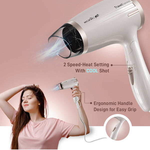 Ikonic Me Hair Dryer Travel Express - White and Rose Gold