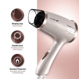 Ikonic Me Ikonic Me Hair Dryer Travel Express - White and Rose Gold