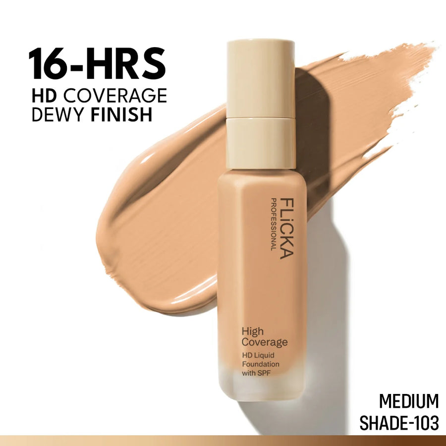 Flicka High Coverage HD Liquid Foundation With Spf 30Ml