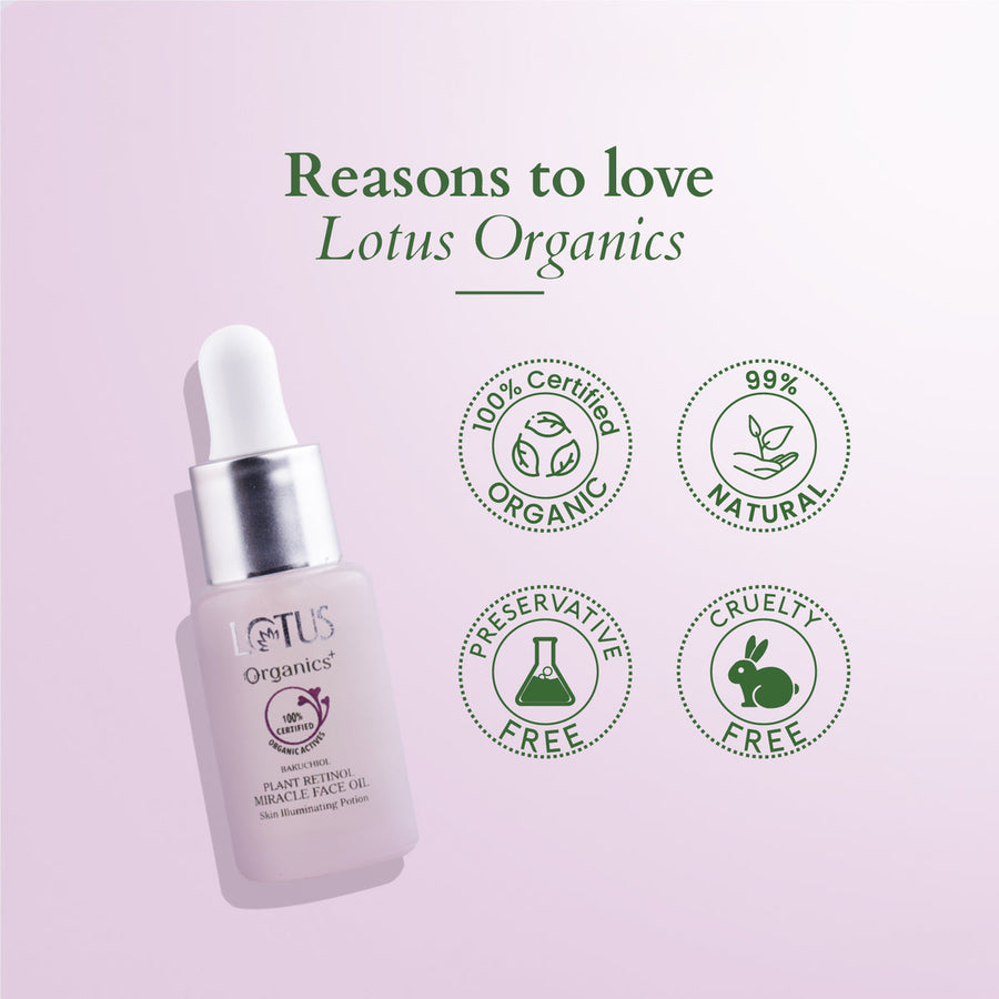 Lotus Organic Bakuchiol Plant Retinol Miracle Face Oil 15ml