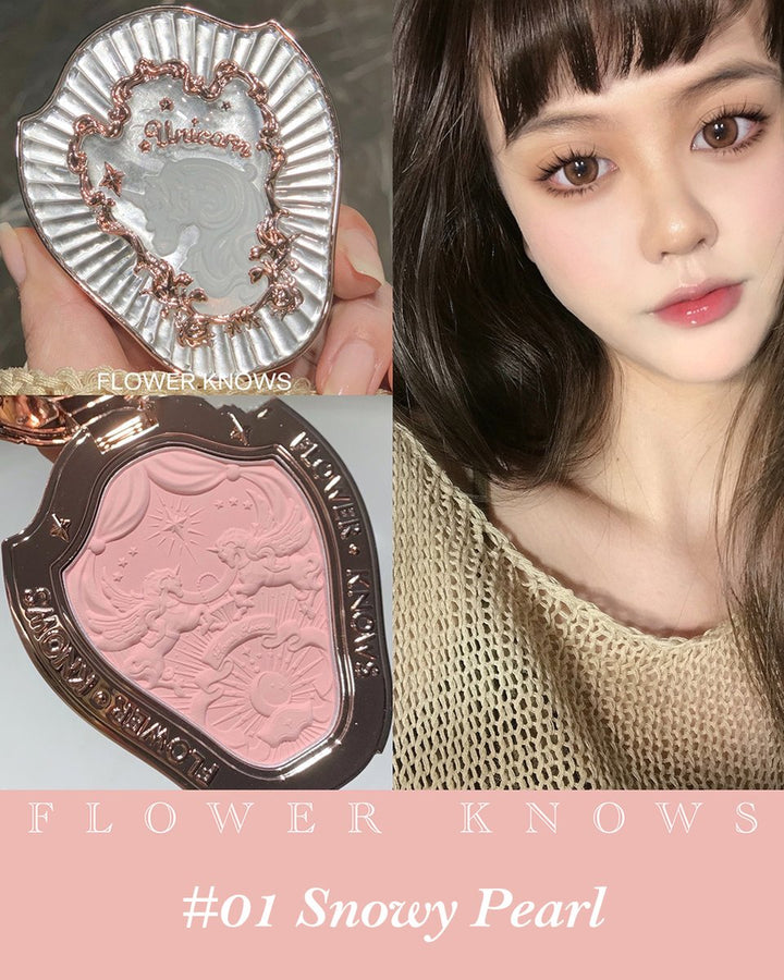 Flower Knows Unicorn Embossed Blush (Snowy Pearl 01