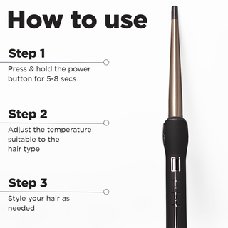 Ikonic Professional Conical Tong Hair Curler Black #25mm