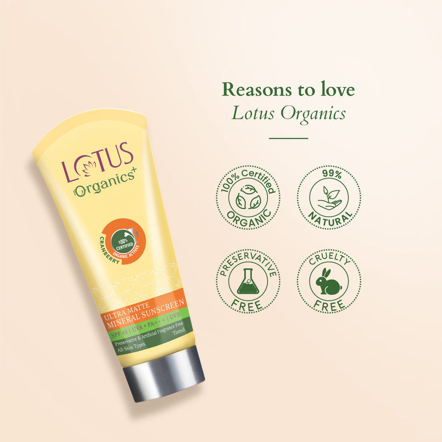 Lotus Organics+ Ultra Matte Mineral Sunscreen SPF 40 PA+++