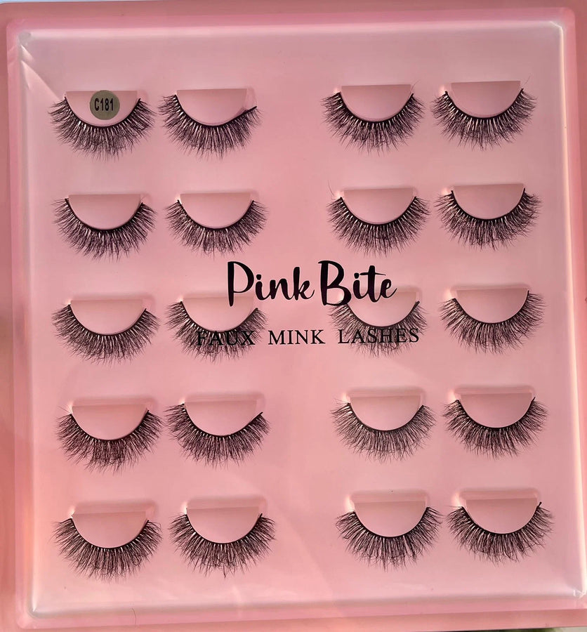 Pink Bite Faux Mink Lashes Pack of 10 Pairs