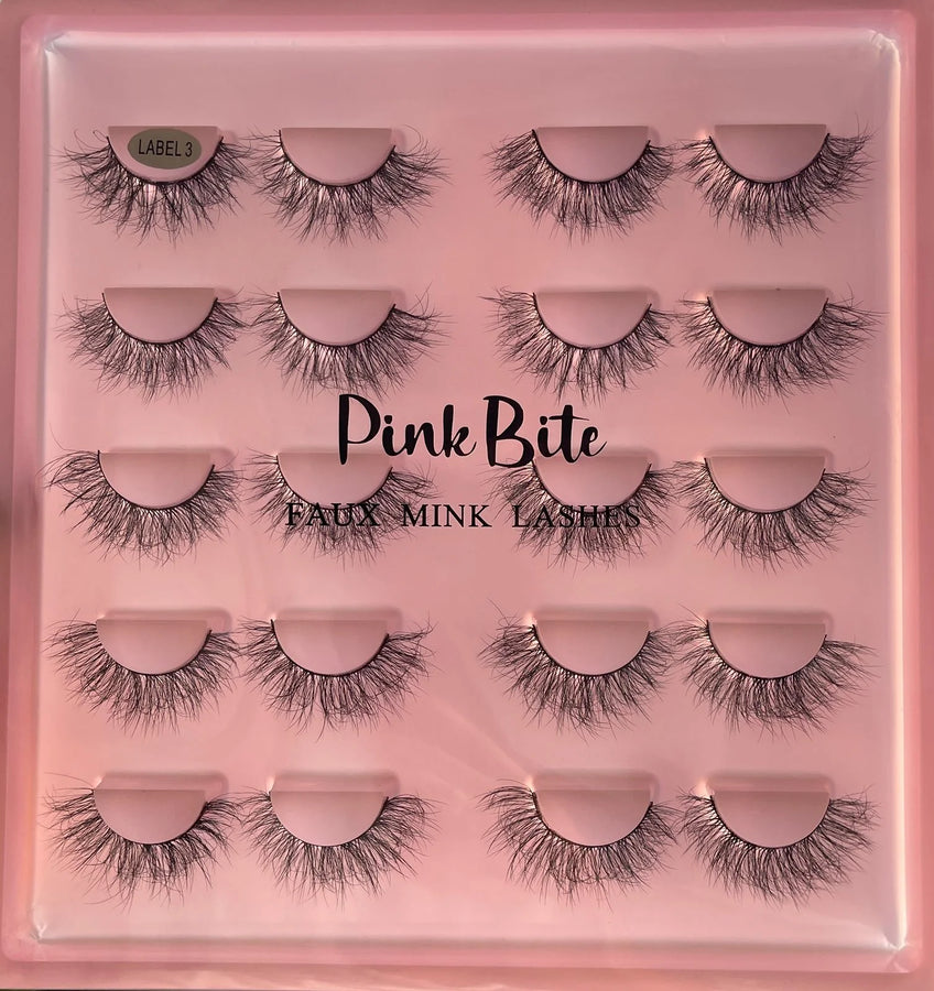 Pink Bite Faux Mink Lashes Pack of 10 Pairs