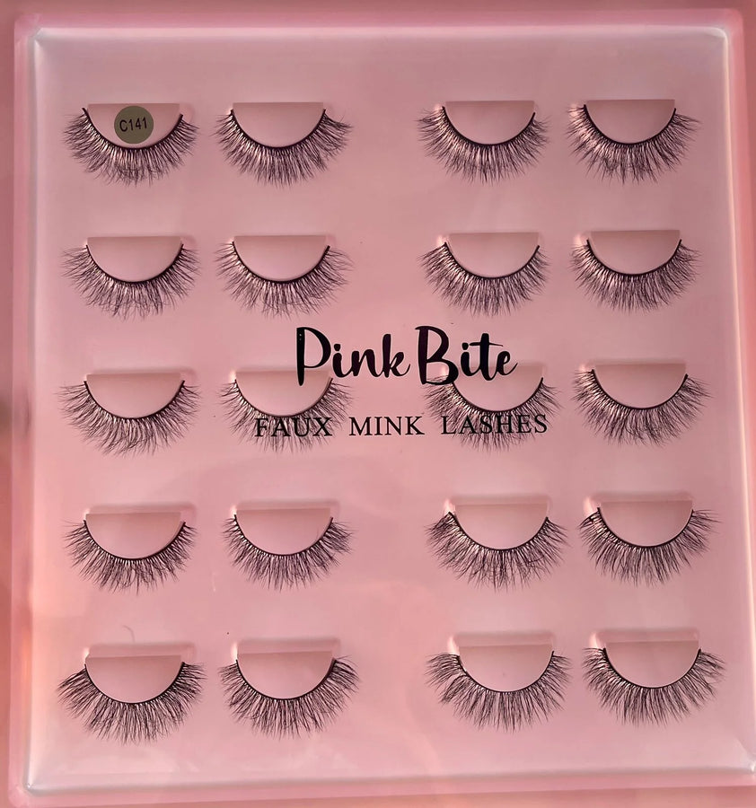 Pink Bite Faux Mink Lashes Pack of 10 Pairs