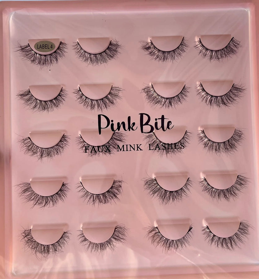 Pink Bite Faux Mink Lashes Pack of 10 Pairs