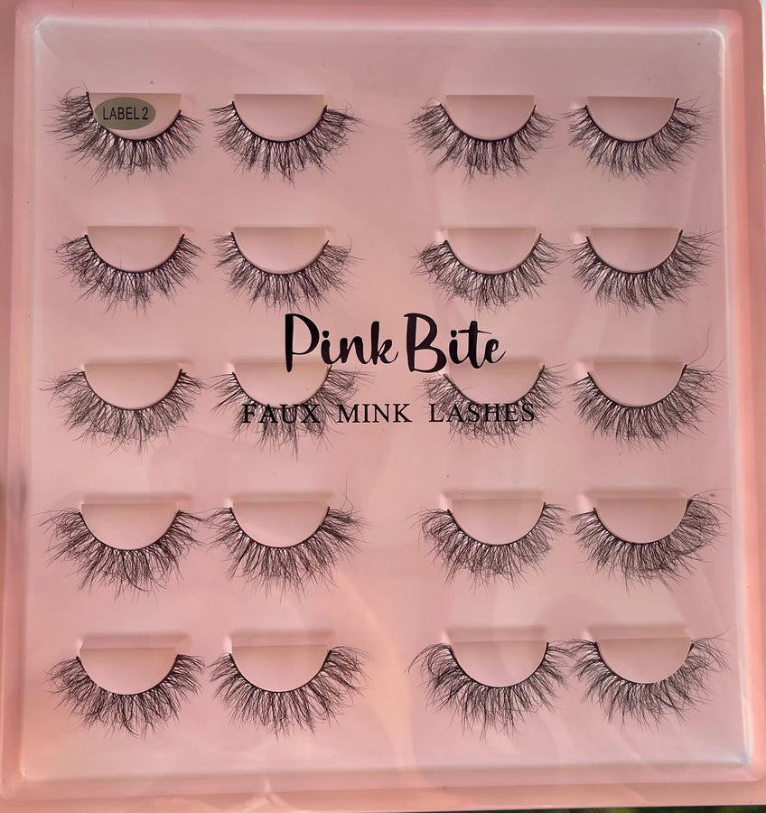 Pink Bite Faux Mink Lashes Pack of 10 Pairs