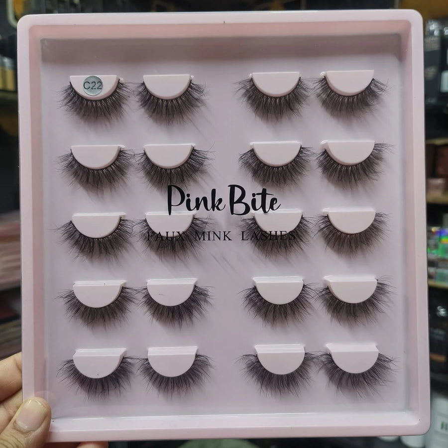 Pink Bite Faux Mink Lashes Pack of 10 Pairs