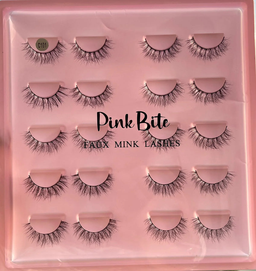 Pink Bite Faux Mink Lashes Pack of 10 Pairs