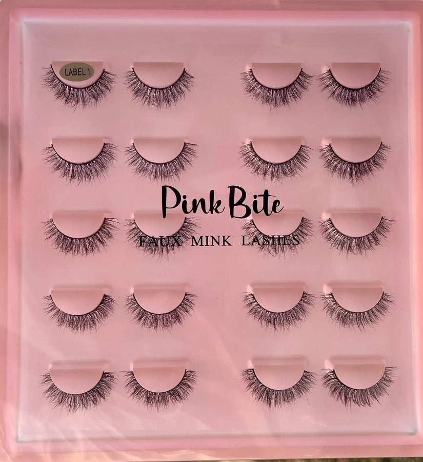 Pink Bite Faux Mink Lashes Pack of 10 Pairs