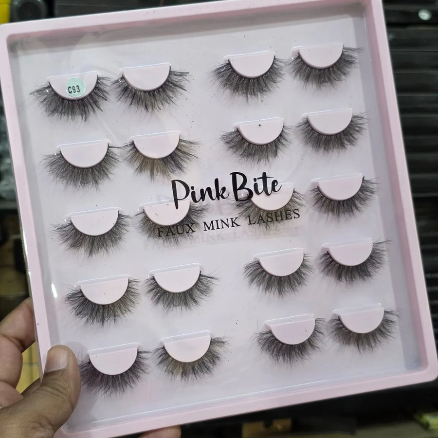 Pink Bite Faux Mink Lashes Pack of 10 Pairs