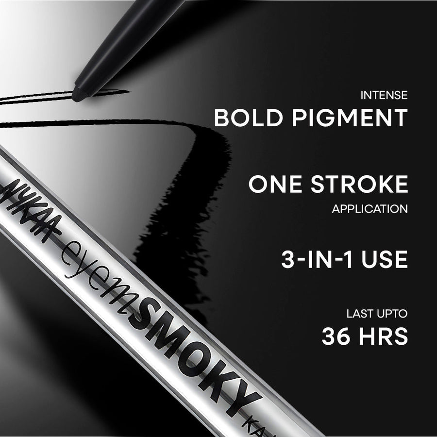 Nykaa Cosmetics Eyem Smokey Intense Gel Kajal With Free Sharpener & Smudger- Black